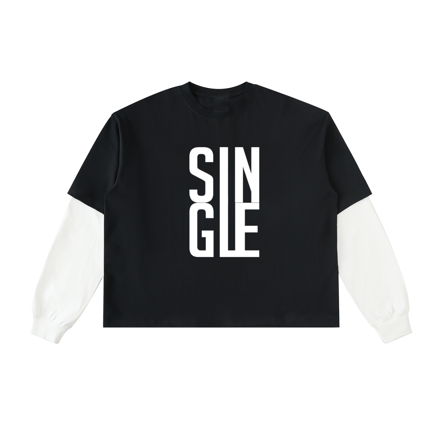 Layered Contrast Sleeve Cotton T-Shirt