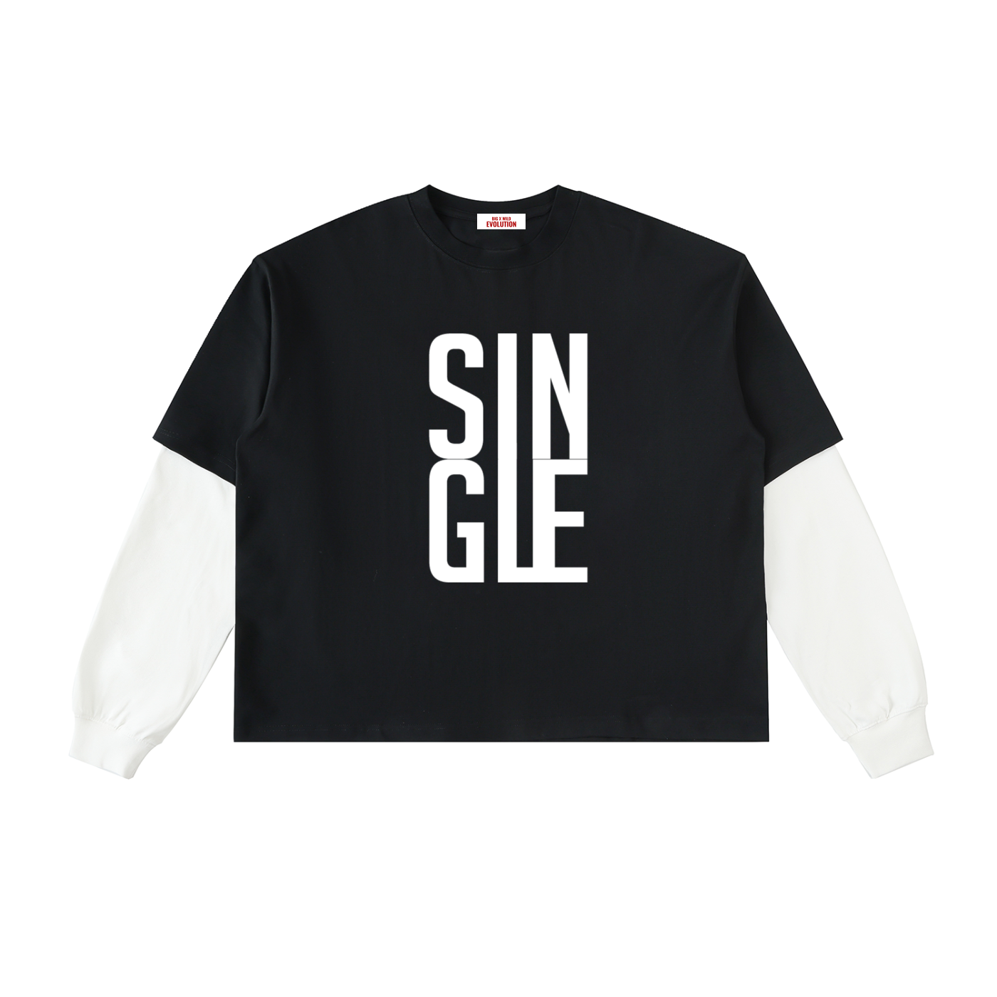 Layered Contrast Sleeve Cotton T-Shirt