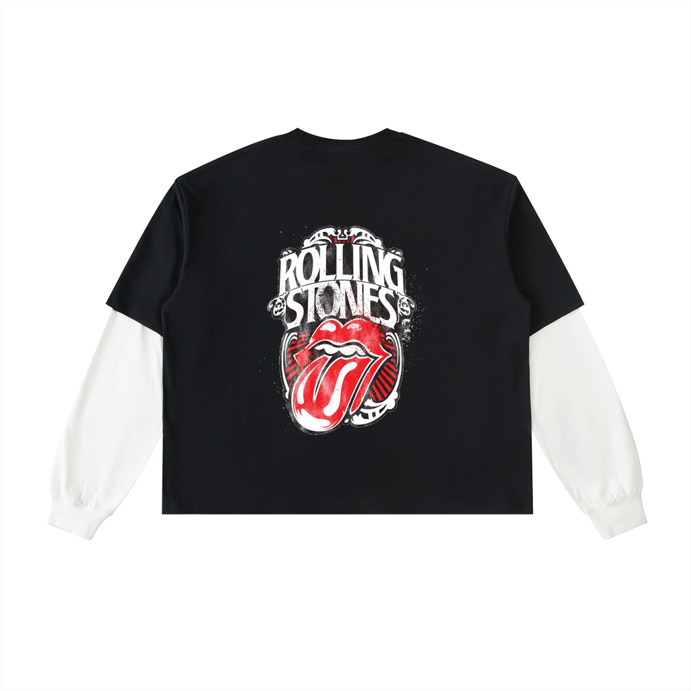 Layered Contrast Sleeve Cotton T-Shirt